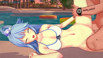 3d,bikini,blowjob,doggystyle,hentai,anime,animation,aqua,hentai3d,intercrural,blue-hair,akua,konosuba,isekai,アクア,異世界,kono-subarashii,axis-order