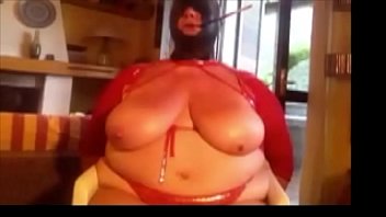 fucking,humiliation,bdsm,bondage,gagged,bbw,big-tits,hooded,slut-wife,cigarette-holder