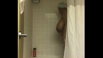 ebony,solo,fat,shower,bbw,belly,big-boobs