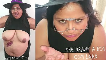 swallow,cum-swallow,belly,big-tits,halloween,belly-fetish