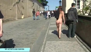public nudity,exhibitionism,naked in the street,flashing,prague